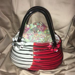 Murano Style Blown Glass Purse Decor